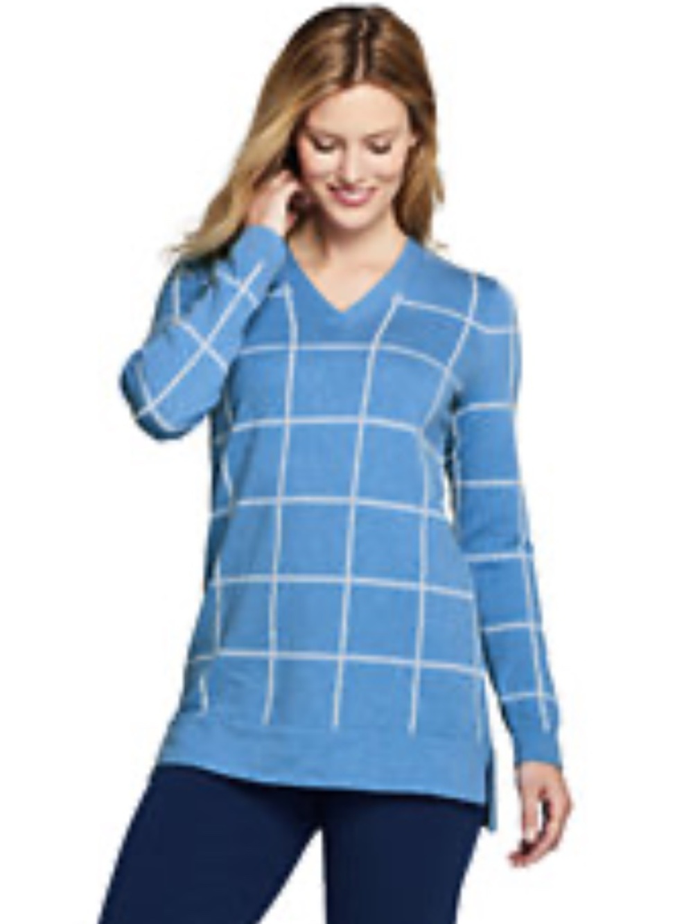 Lands' End Cotton V-Neck Tunic Sweater, Women's XSP, NEW! Never worn
